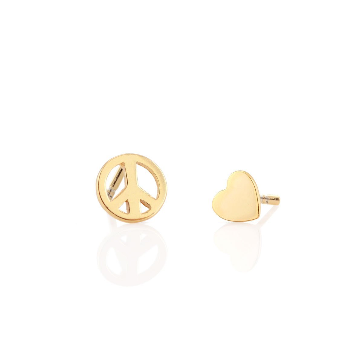Peace Sign and Heart Stud Earring