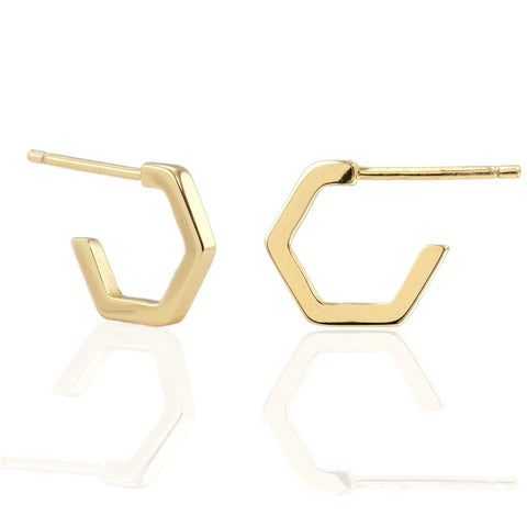 Hexagon Huggie Hoop Earrings