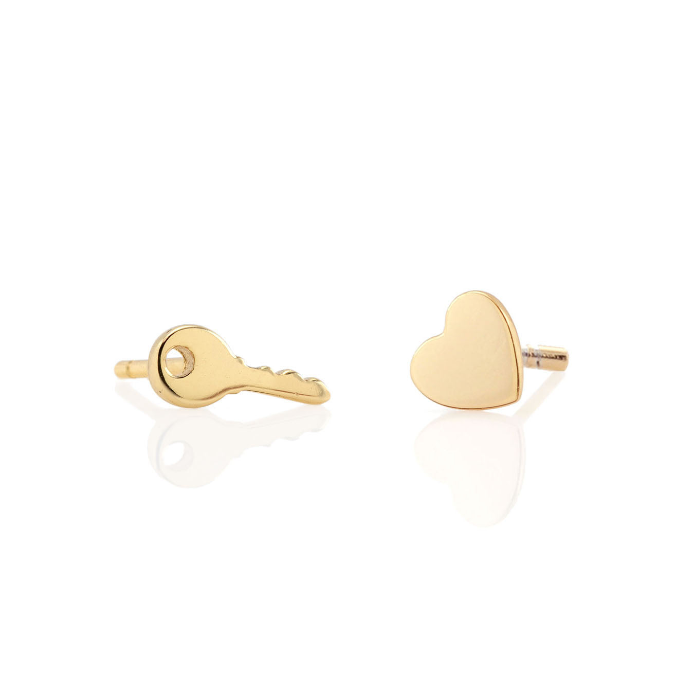 Key Heart Stud Earrings