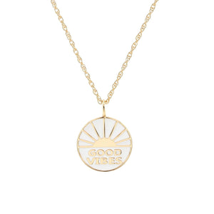 Good Vibes Enamel Charm Necklace with Large Rope Chain