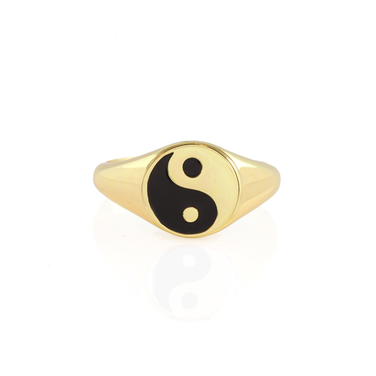 Yin and Yang Enamel Signet Ring